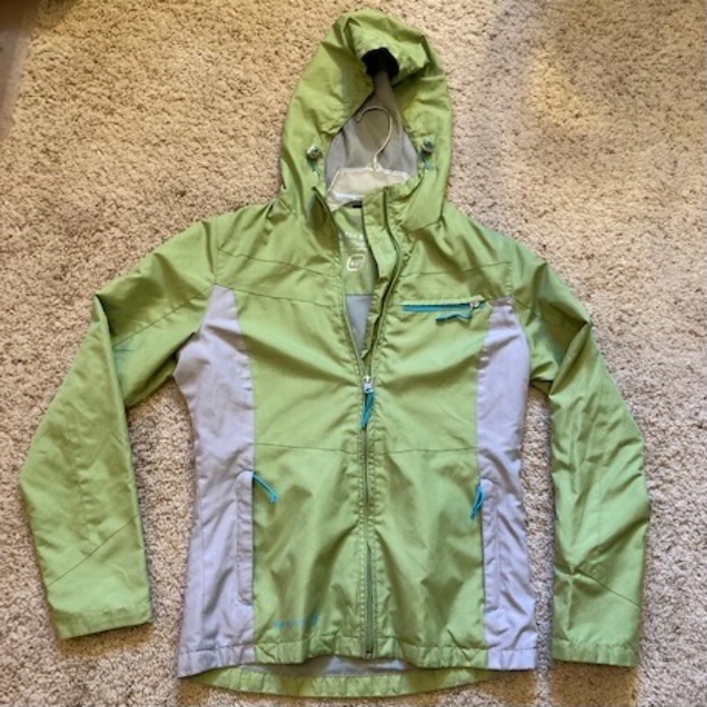 Free Country Windbreaker Rain Jacket Light Green Gray Small